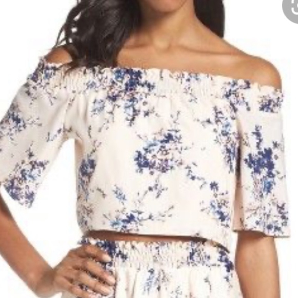 Ali and Jay Floral Cropped Off The Shoulder 
Blouse